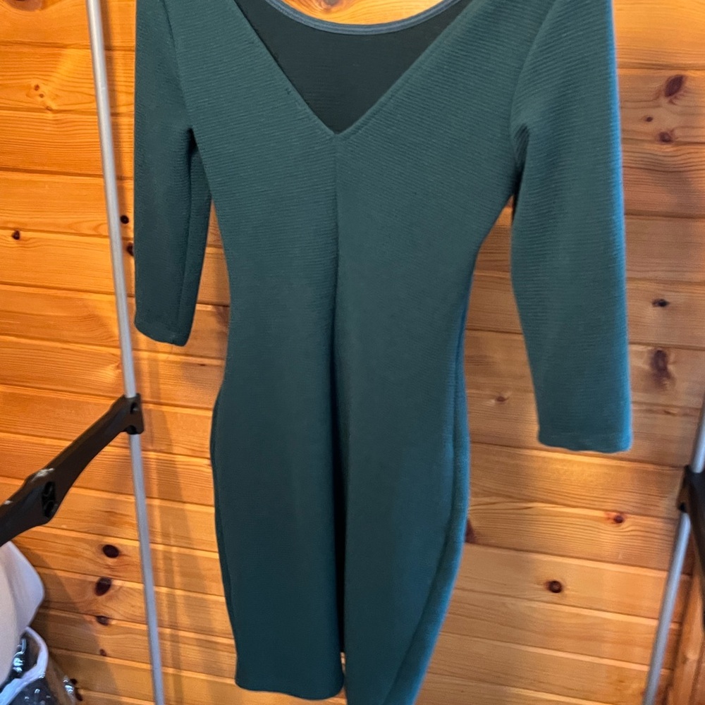 EVERLY- Green Ribbed Bodycon Dress